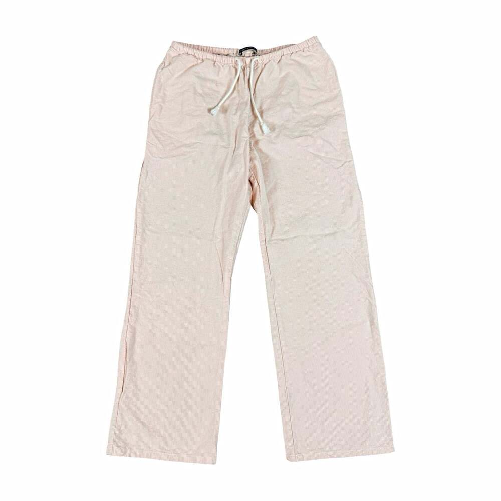 Brandy Melville Pink and Beige Striped Cotton Pants Elastic Waist Drawstring